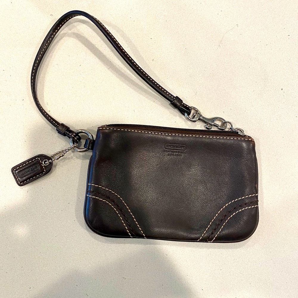 Chocolate brown Coach Wristlet super cute